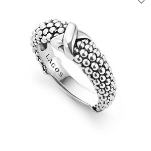 LAGOS Silver X Beaded Women's Ring 7